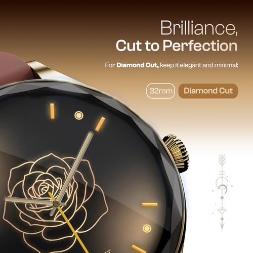 Fire-Boltt Phoenix Aura Women Smart Watch with 1.26” Diamond-Cut HD Display, Rotating Crown, Wireless Charging, Bluetooth Calling, Voice Assistant, 120+ Sports Modes - Rose Quartz