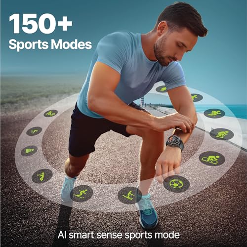 CrossBeats Armour Pro AI Premium Smart Watch for Man, Latest 1.43” AMOLED Always on Display,5 ATM Waterproof,Compass,30-Day Battery, GPS,BT Calling Smartwatch,150+ Sports Modes,BP,HR,SPO2,Android,iOS