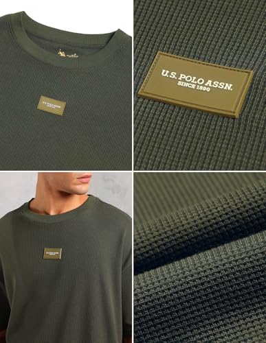 U.S. Polo ASSN. Men's PE001 Premium Cotton-Rich Everyday Comfort Oversized T-Shirt (PE001-PL_Olive_M)