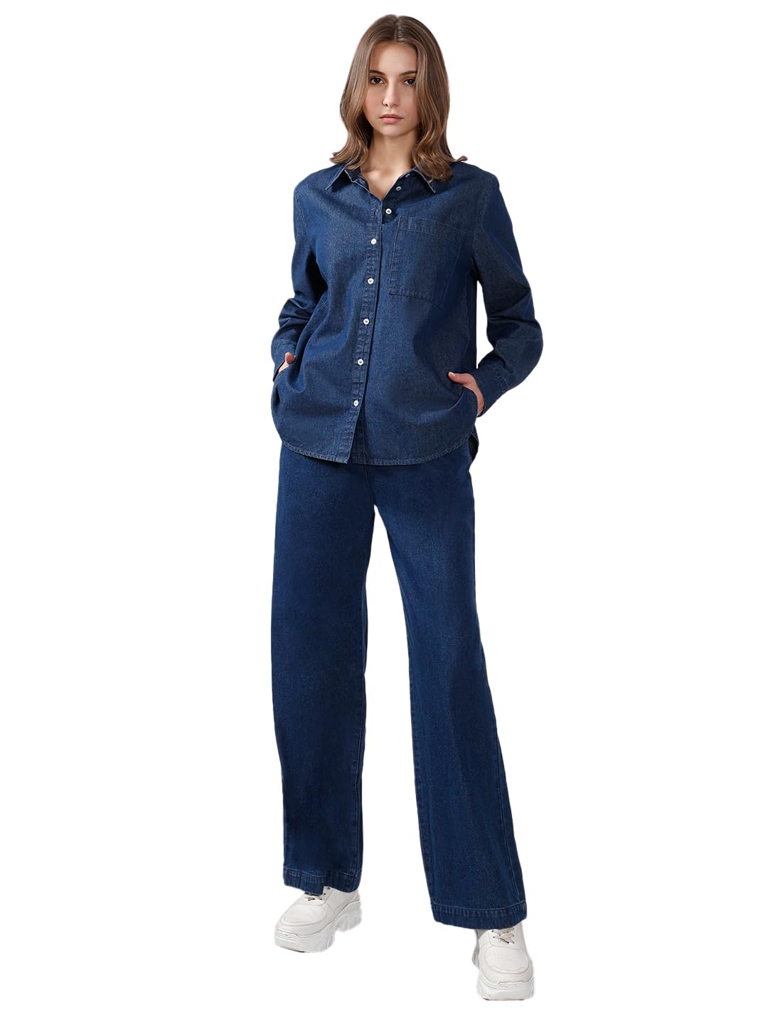 VERO MODA Women's Regular Fit Blue Shirt