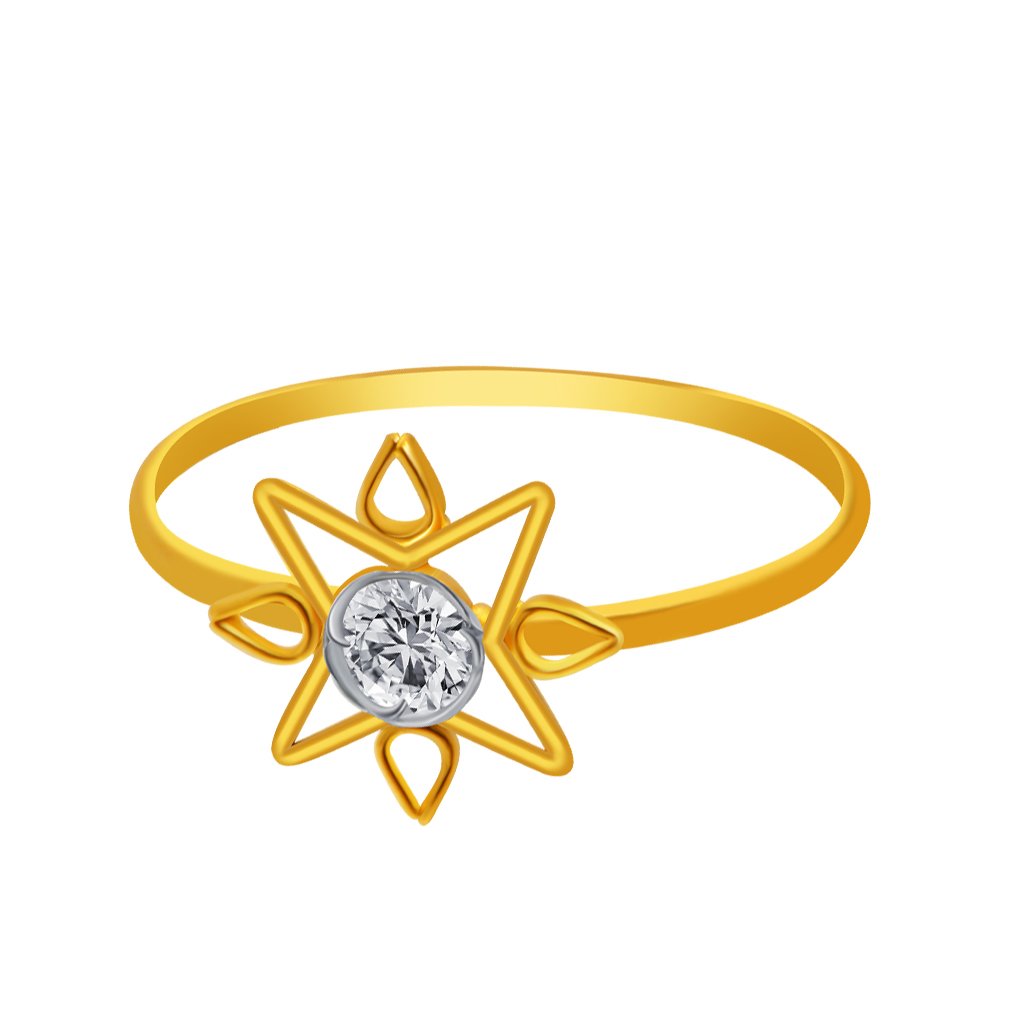 P.C. Chandra Jewellers 14KT Yellow Gold Ring for Women (Size 9) | Diwali, Rakhi Rakshabandhan Gift for Sister/Bhabhi/Women | With BIS-Hallmarked - 0.45 Gram