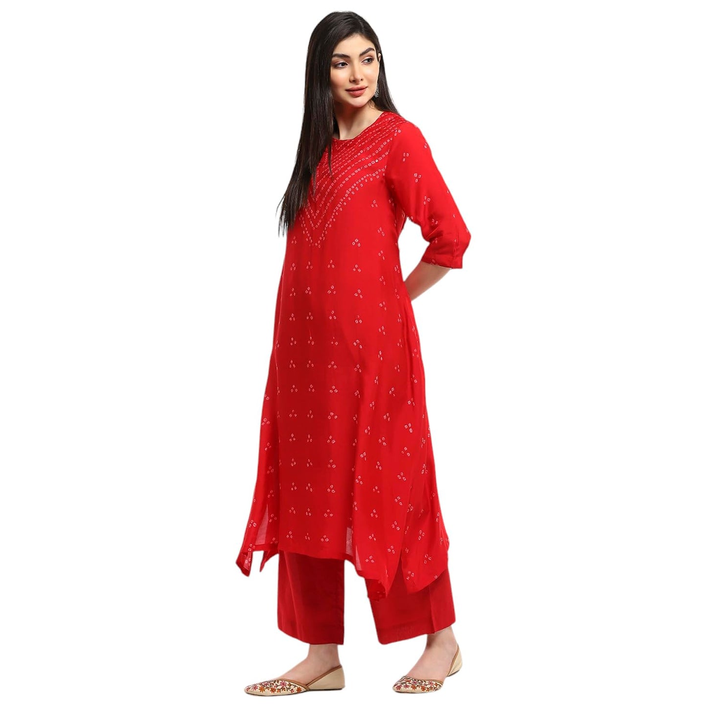 Biba Women's Shantoon Kurta Set (SKDBNDJ9983AW24RED_Red