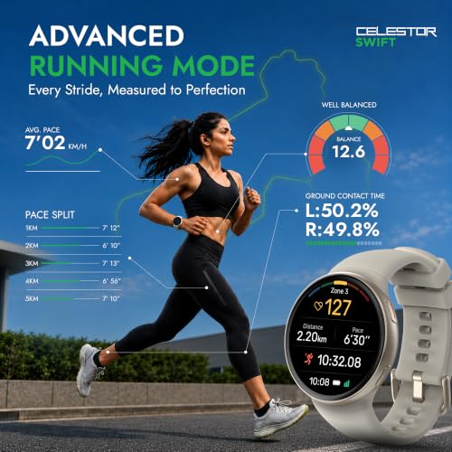 Titan Celestor Swift Smart Watch 1.32" AMOLED Display, Advanced Badminton Mode, Training Load & Readiness, Built-in GPS with Advanced Running Mode, Zone-Based Training & Recovery, AI Day Brief - Biege