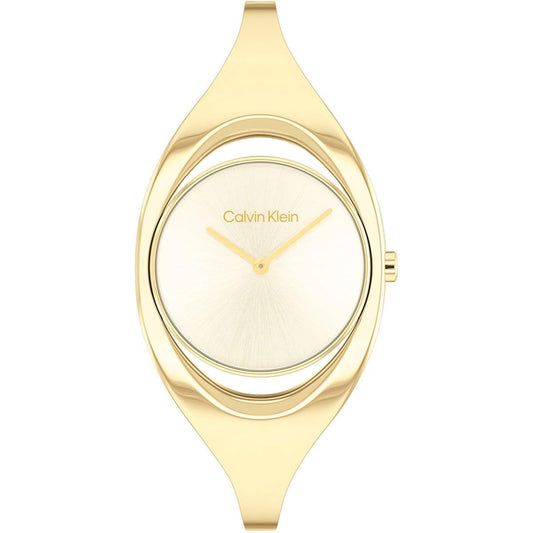Calvin Klein Ck Elation Qtz Basic Slim Champagne Round Dial Women's Watch|Stainless Steel Material|Multi Color Band - 25200422