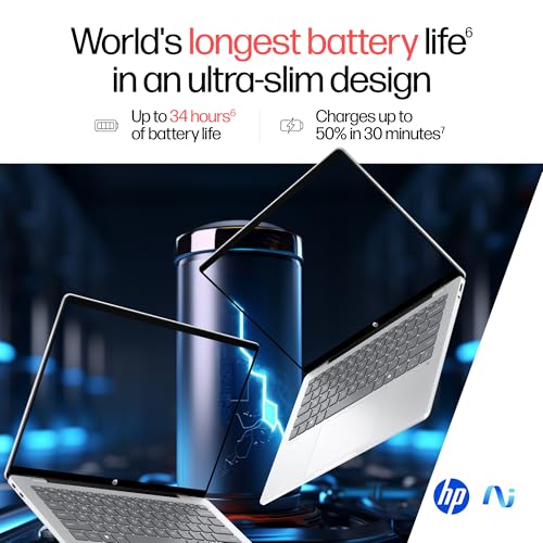 HP OmniBook 5 QC Snapdragon X1-26-100 Next Gen AI Laptop, (16GB LPDDR5x, 1TB SSD), 2K,14''/35.6cm OLED, Win11,Office24, Silver,1.35kg, FHD Camera w/Privacy Shutter, Backlit, he0015QU