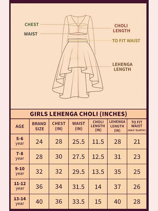 Naixa Girls Red Chanderi V Neck 3/4 Sleeve Floral Printed Choli and Lehenga with Dupatta Set | Latest Floral Designer Printed Lehenga Choli Set for Girls (SE09_11-12 Year)