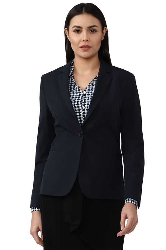 Van Heusen Women's Blazer,Full Sleeves Regular (VWBZCRGBN66997_Navy_XS)