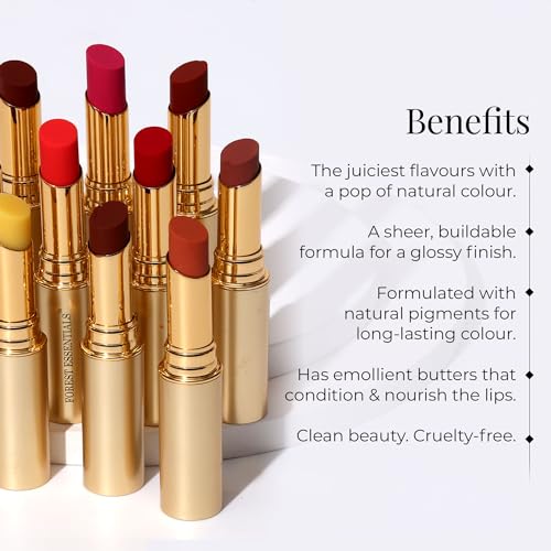 Forest Essentials Tinted Plumping Lip Serum Anar Ras | Natural Glossy Lip Tint with Natural Colour & Flavours | Clean, Cruelty-Free Makeup