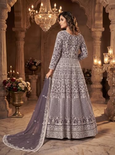 RUDRAPRAYAG Net And Santoon Anarkali Gown for Women | Semi Stitched Embroidered Gown for Women 2026 | Long Gown | Gown in Clothing & Accessories