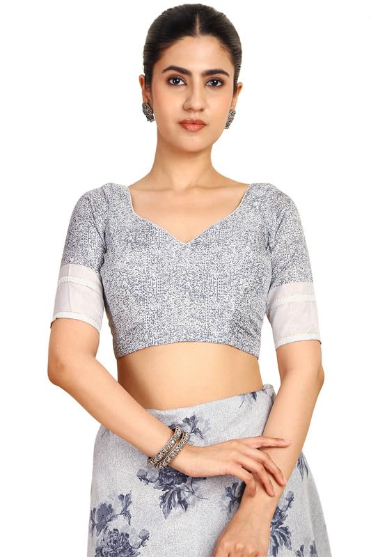 Soch Womens Grey Art Silk Floral Print Saree