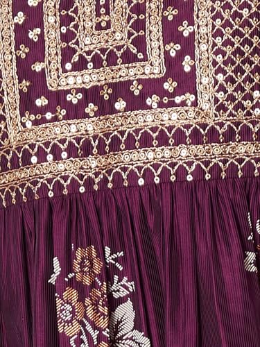 Max Women Floral Print A-line Kurta Set (Purple_S)