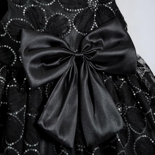 Hopscotch Girls Black Sleeveless Sequined Floral Party Dress for Age (4-5 Years)