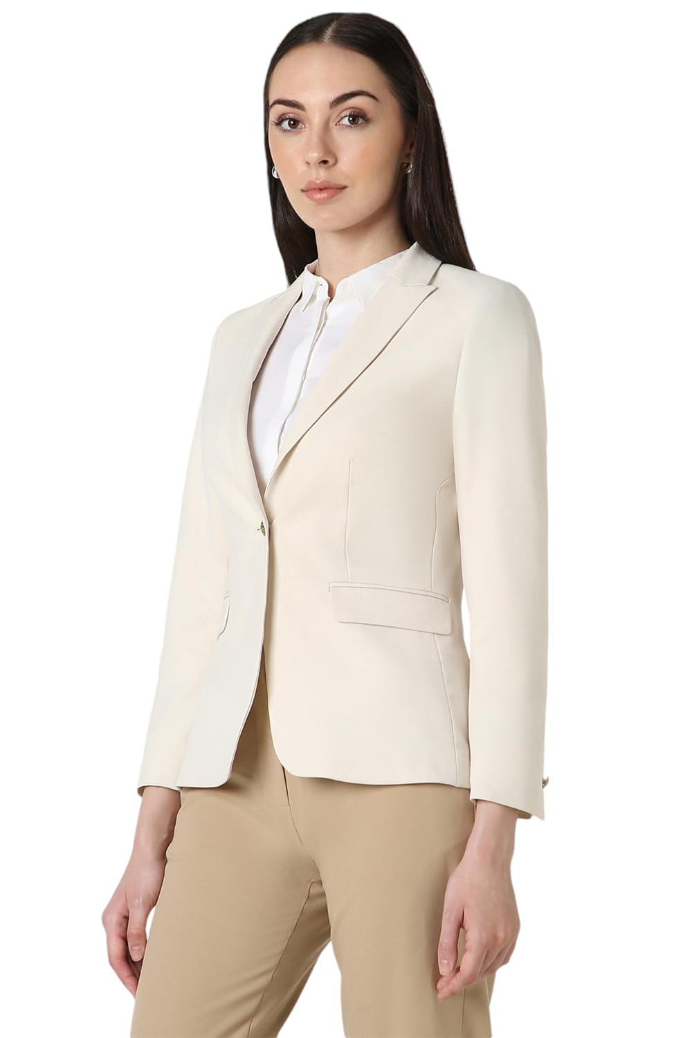 Van Heusen Women's Blazer (VWBZFRGFT38674_Cream