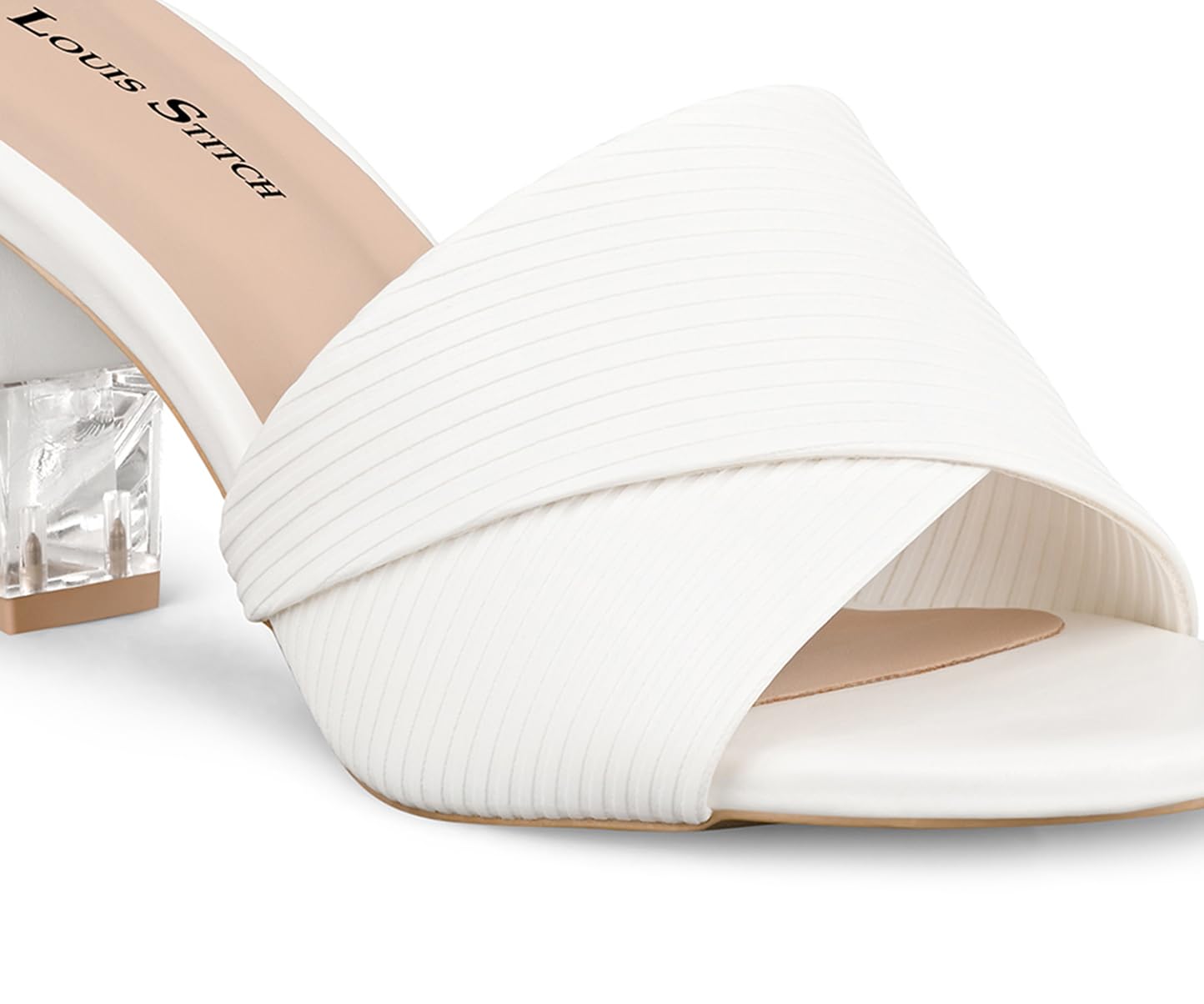 LOUIS STITCH Women’s White Block Heel Sandals | Comfortable Sandal for Ladies | LSOF-LDBH-TXMUWH |