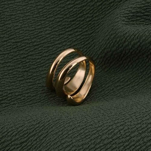PALMONAS Spiral Three Layer Gold Ring Gifts For Girlfriend (Size-7) | Gift For Women & Girls