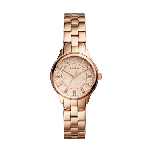 Fossil Women Modern Sophisticate Three-Hand Rose Gold-Tone Stainless Steel Analog Watch - Bq157, Band Color:Rose Gold