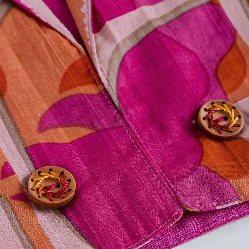 Hopscotch Girls Sleeveless Pink 3-Pc Abstract Cotton Pants Set For Ages (2-3 Years)