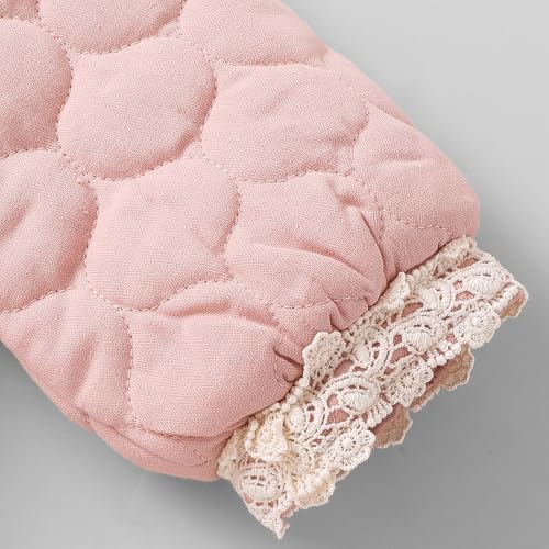 Hopscotch Girls Pink Full Sleeves Lace Trim Quilted Jacket For Age (18-24 Months)