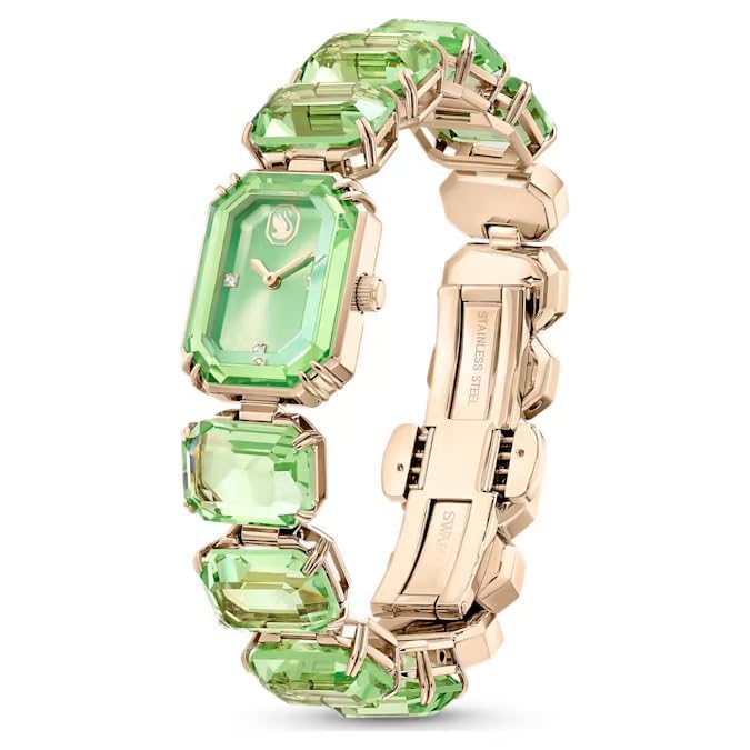 Swarovski Millenia Watch, Octagon Cut Bracelet, Green, Champagne Gold-Tone Finish