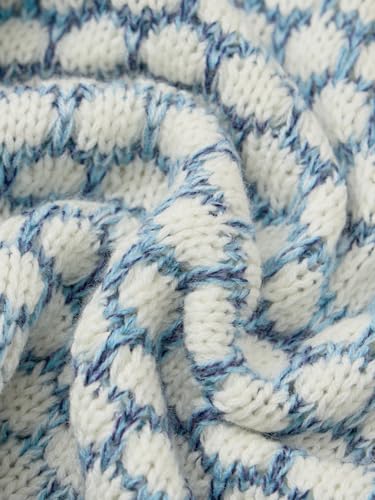 The Souled Store S.W.Smiley: Faces Women and Girls Full Sleeves Mock Neck Light Blue Graphic Acrylic Oversized Fit Sweater