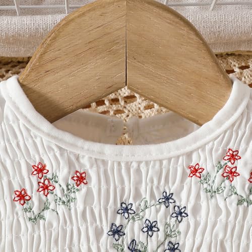 Hopscotch Girls Short Sleeves Floral Print White Color Casual Dresses (18-24 Months)