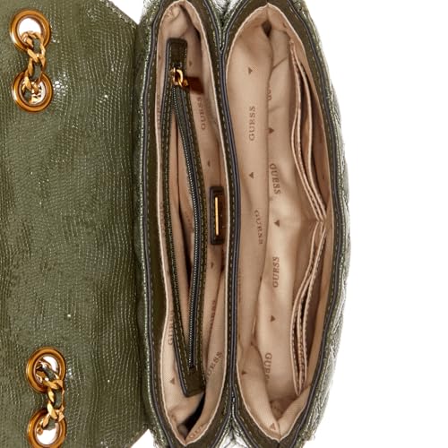 Guess Women's Olive Self-Design Crossbody Bag| Ladies Purse Handbags | Gift For Ladies