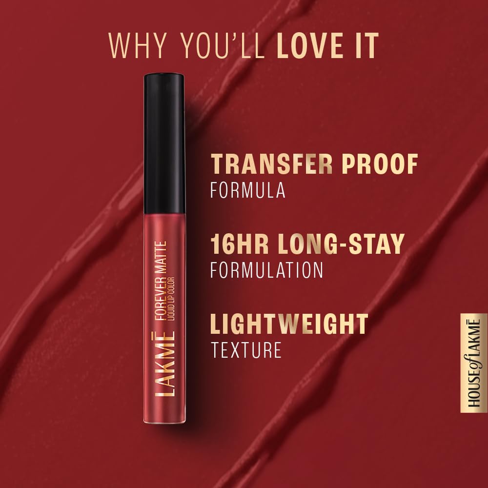LAKMÉ Forever Matte Liquid Lip, 16Hr Lipstick, Lightweight & Transferproof - Nude Dream, 5.6Ml (Pack of 2)