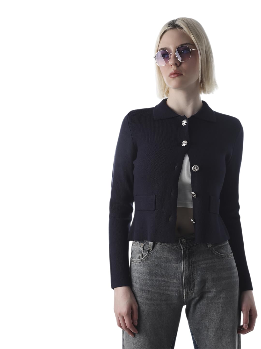 ONLY Women Shirt Collar Button Detailed Cardigan