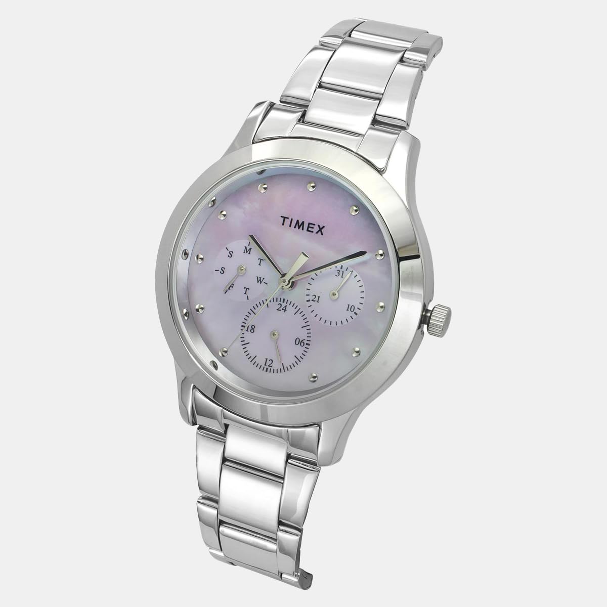 Timex Women's Mother of Pearl Round Chronograph Stainless Steel Watch TW000Q816-EX