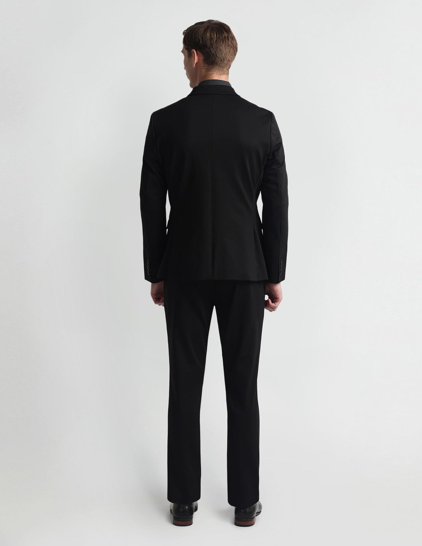 Arrow Men's Nylon Single Breasted Business Suit Pants Set (ARAHSU5538_Black