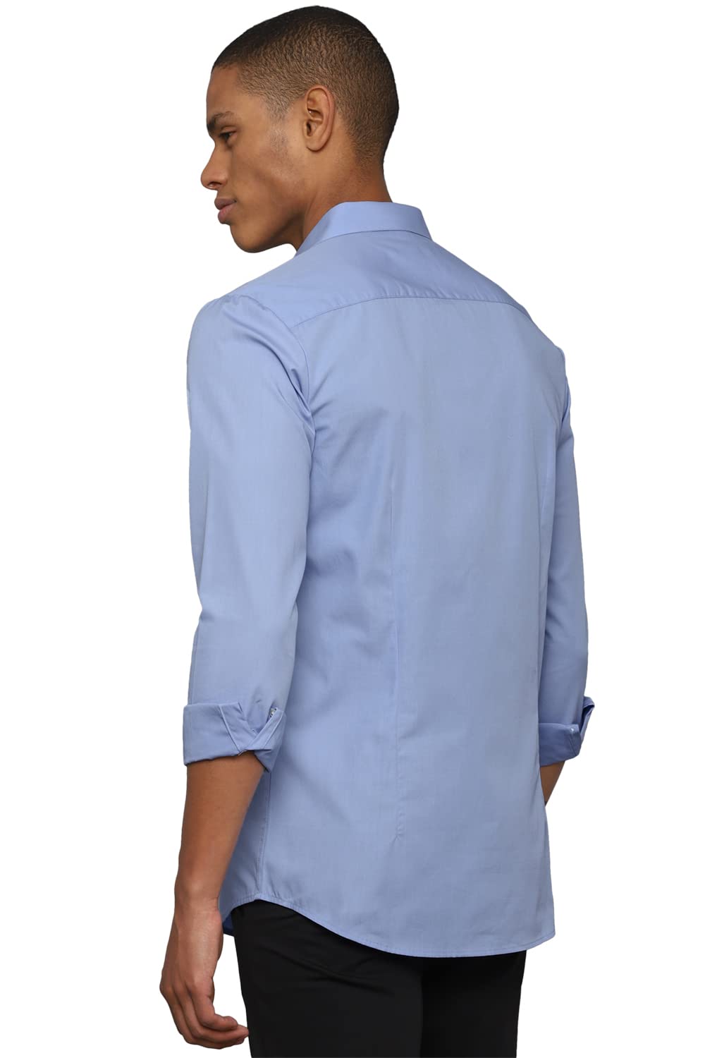 Allen Solly Men's Solid Superslim Shirt (ASSFQMOB087035_Medium Blue 40)