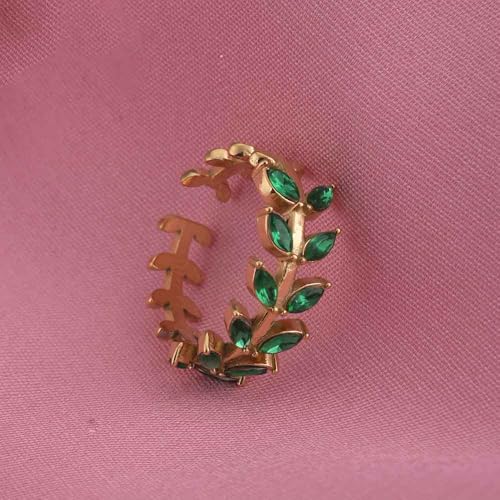PALMONAS Green Leaf Gold Ring