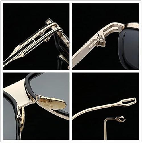 Roshfort Men's Square Over Size Badshah Non Polarized Sunglasses Large Size (Italic Gold Black)