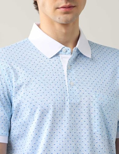 Arrow Men's Printed Regular Fit Polo Shirt (ARAJTS3861_Aqua