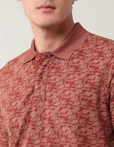 Arrow Sports Men's Floral Regular Fit Polo Shirt (ASAJTS3466_Rust