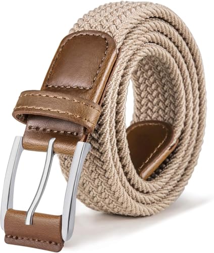 ZORO UNITED Woven Fabrict Stretchable Braided Belt for Men & Women, Beige