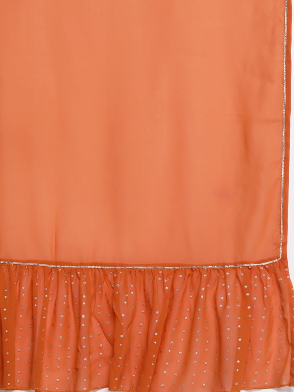 Ahalyaa Women's Polyester Kurta Set (AHKUSHDU-COMBO-907-SS-25_Orange