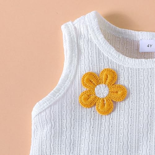 Hoscotch Girls Textured White Sleeveless Short Set For Ages (5-6 Years)