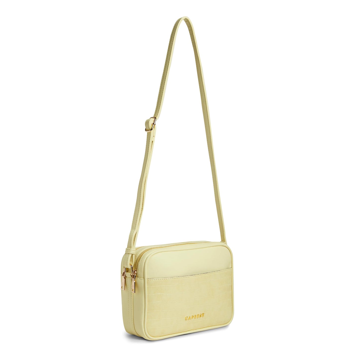 Caprese Minato Sling Medium Bag for Women | Stylish Bag with Adjustable Strap, Secure Zip Closure for Comfortable Wear | Versatile Handbag for Everyday Use, Travel & Special Occasions (Dark Beige)