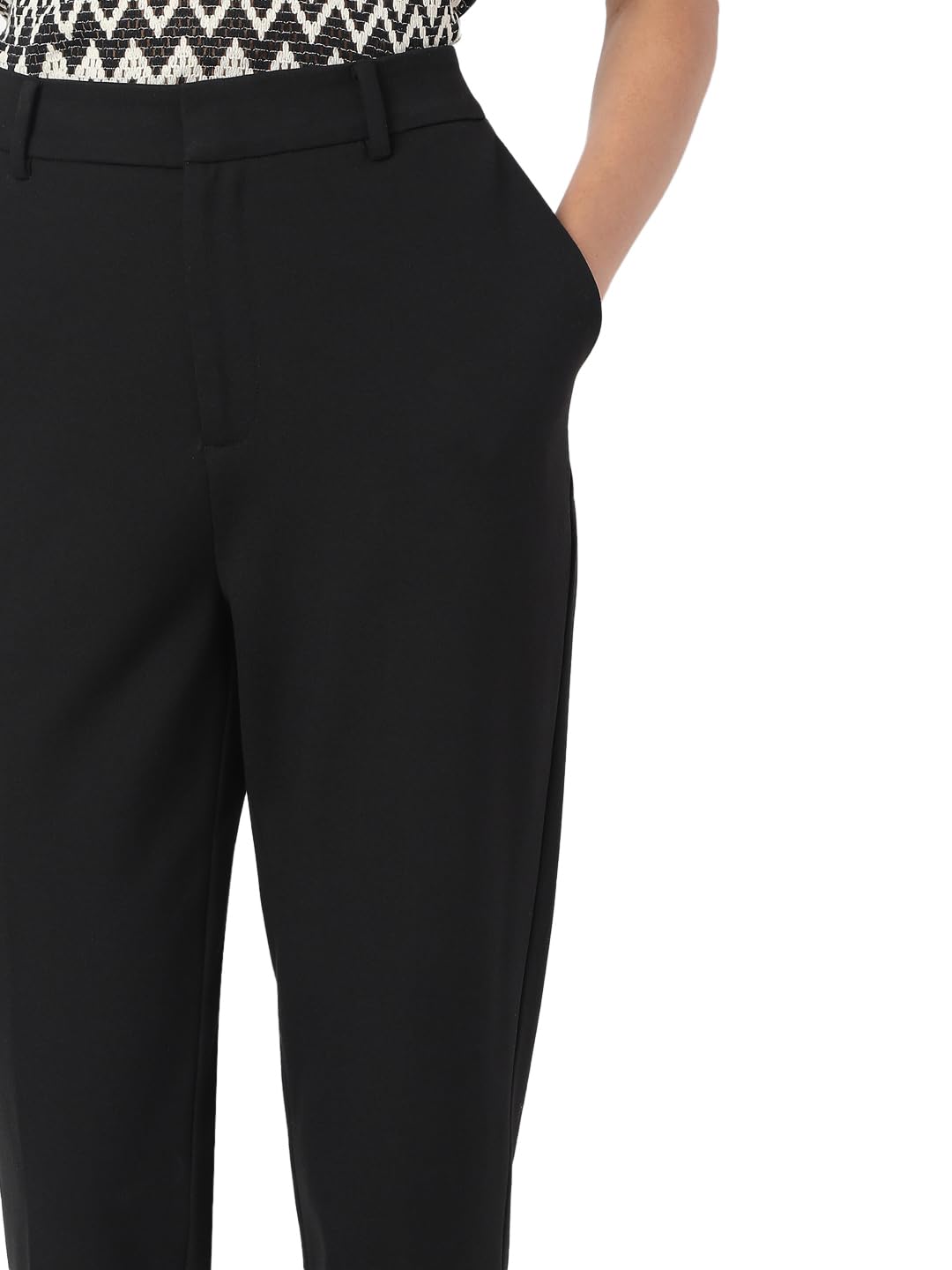 VERO MODA Women's Slim Fit High-Rise Black Trouser