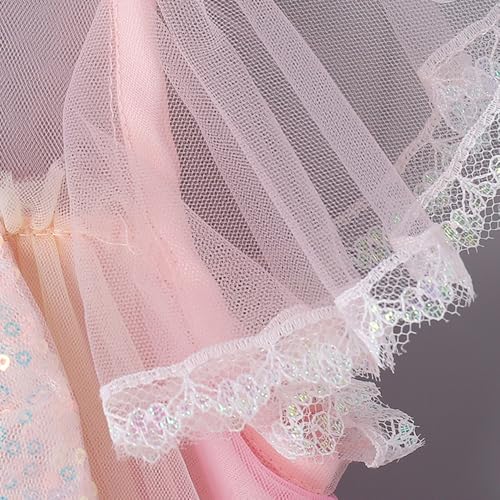 Hoscotch Girls Embellished Pink Short Sleeves Party Dresses for Ages (12-18 Months)