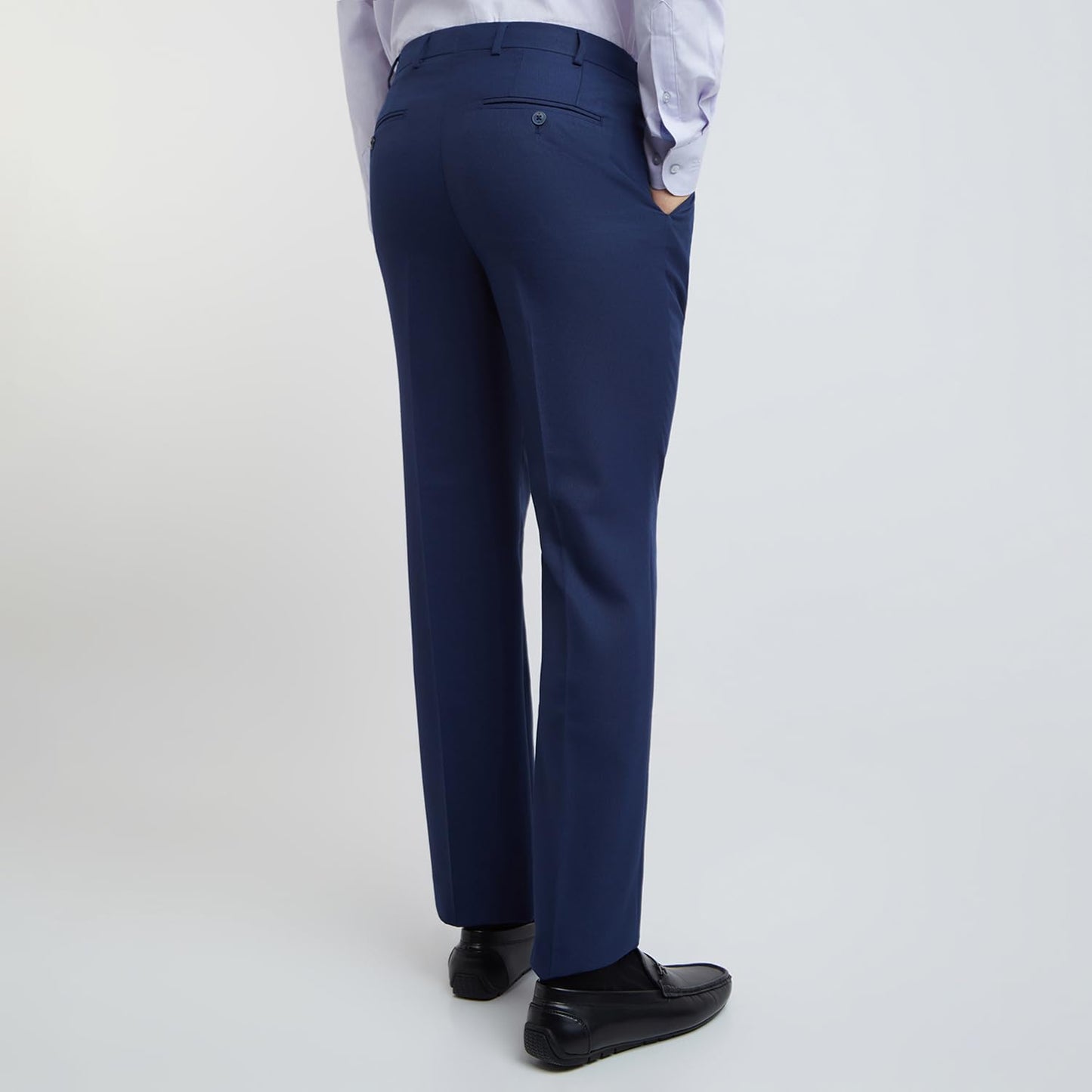 Raymond Men's Mid Rise Structure Pattern Classic Fit Polyester Blend Double Pleat Formal Trouser (Size: 34)-RMTA04880-B7 Dark Blue