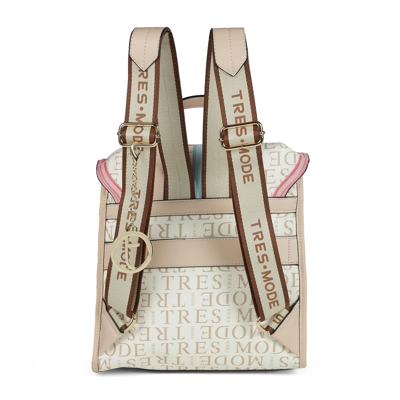 tresmode ZAGREB Beige Vegan Leather Backpack for Women