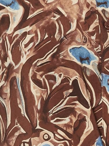 Max Women Printed Tiered Dress with Belt(Brown_M)