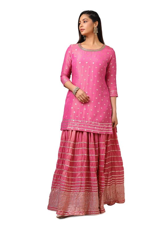 Soch Womens Mustard Tissue Zari Woven Suit Set With Cutdana