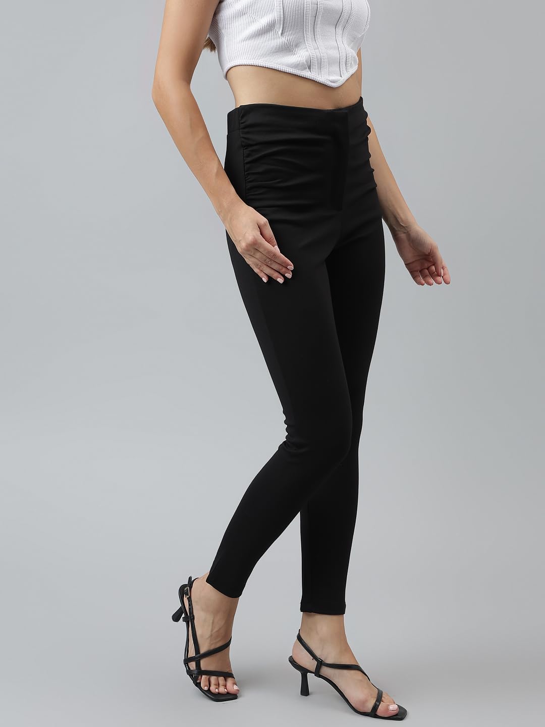Latin Quarters Women Black Solid High Rise Casual Ankle Length Jegging_XL