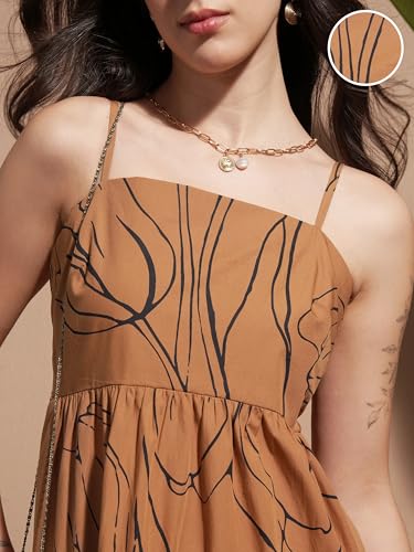 Vishudh Women's Cotton Maxi Dress (VVa1000070_Brown