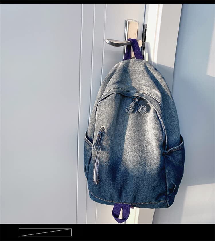 MHT BY MOHIT® New Simple Schoolbag – Denim Canvas Washed Versatile Backpack for Men & Women, Couples