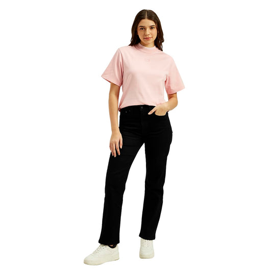Women's High Rise Straight Fit Black Jeans