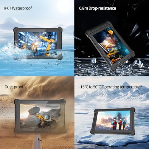 Tokigns Rugged Tablet, 10.1 inch Windows 11 Pro Tablet, 8GB+256GB, Celeron N5100, IP67 Waterproof& Drop-Proof, 8000mAh, Industrial Outdoor Work PC w/ 8MP+5MP Camera, Fingerprint, 1D/2D Scanner